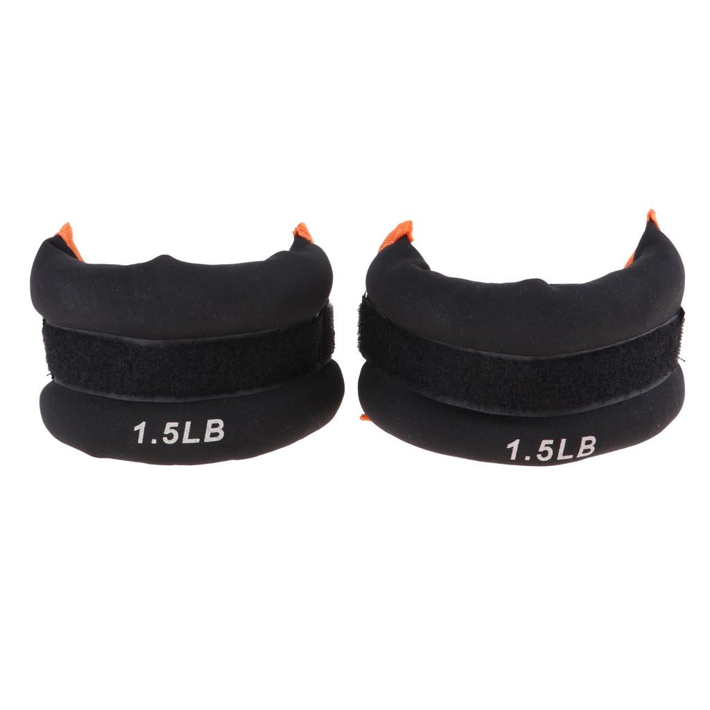 funtasica Set of 2 Ankle / Wrist Weights with Adjustable for Walking, Fitness, And Cardio Exercise (1-1.5lbs, Black) - 1.5 LB