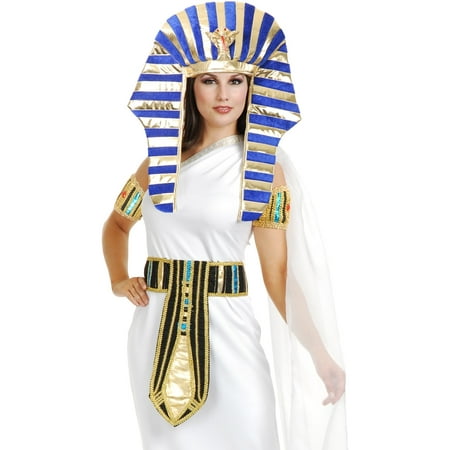 Gold And Royal Blue King Tut Pharaoh Egyptian Costume Headpiece Set 40