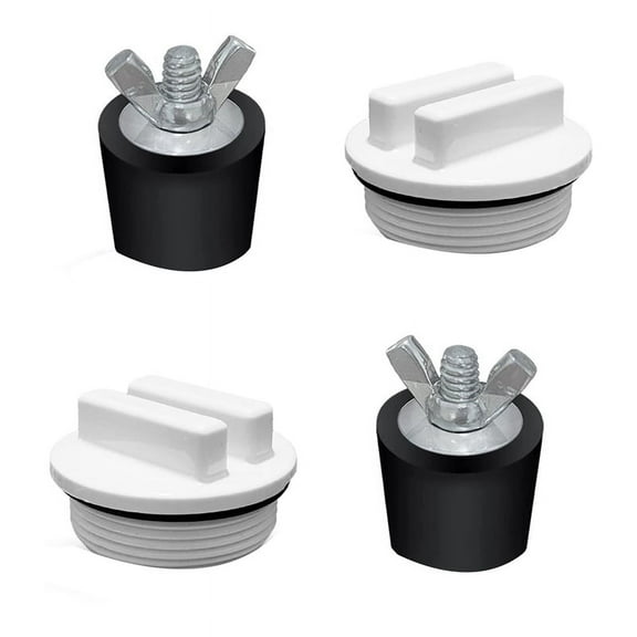 2 Pcs 1.5Inch Pool Winterizing Plugs Rubber Expansion Plugs with 2 Pcs 1.5Inch Threaded Pool Return Winterizing Plug,2 x Pool Winterizing Plugs 2 x Pool Return Winterizing Plug,White&Black