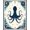 Blue Cream Rust, Pattern 9, variant on ODIKA 8'x10' Washable Area Rug Circle Nautical Octopus Vintage Creature Coral Motif Dotted Border for Dining Room, Large Office, Lounge, Non-Slip Chair-Friendly Mat