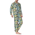 thumbnail image 2 of Honeii Hawaiian Style Pattern Mens Pajamas Set,2pcs Men's Lounge Long Sleeve Sleep Shirt and Pajama Bottoms Sleepwear Set,Mens Pjs Sets-X-Large, 2 of 7