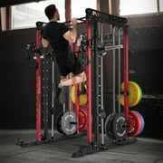 RitFit M1 Smith Machine with Cable Crossover System, Multi-function Squat Rack Power Cage for Home Gym, Power Rack and Packages