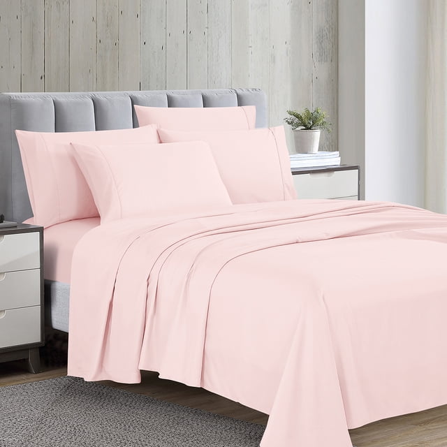 Ensemble de draps de luxe Swift Home 6 pièces avec taie d'oreiller additionnelle, King, Rose