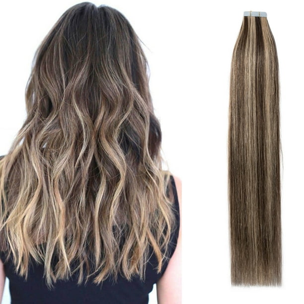 S-noilite 14 Colors Remy Tape in Hair Extensions Skin Weft Human Hair Extensions 20pcs/pack Medium Brown & Dark Blonde,18 S-noilite 14 Colors Remy Tape in Hair Extensions Skin Weft Human Hair Extensions 20pcs/pack Medium Brown & Dark Blonde,18