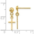 thumbnail image 4 of 14K Yellow Gold Polished Cross Dangle Post Earrings (19 X 6) Made In Indonesia tc741, 4 of 5
