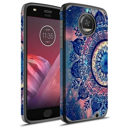 Moto Z2 Play Case, Moto Z Play (2nd Gen.) Case, Rosebono Hybrid Dual Layer Shockproof Hard Cover Graphic Fashion Cute Colorful Case for Moto Z2 Play - Mandala