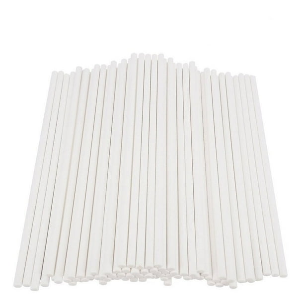 ColoMX 200 piezas de palos de paleta de papel Cake Sticks para fiesta de cumpleaños DIY Craft Project - Blanco