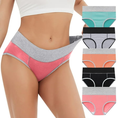 SnnmBlm Womens Underwear Cotton Seamless Panties Soft Breathable Briefs Plus Size High Waist Thongs Watermelon Red XL