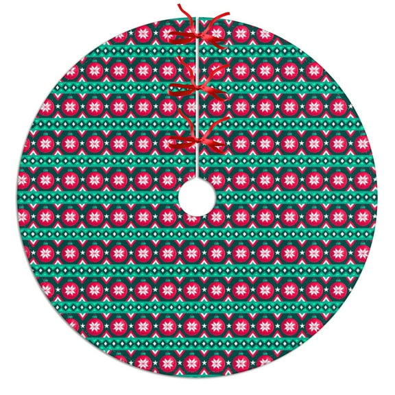 30 Inch Christmas Tree Skirt – Velvet Plush Tree Mat, Soft Thickened Polyester with Red Ties, Single-Sided Printing, Available in 30in/36in/48in, Perfect for Holiday Xmas Tree Decoration
