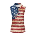 thumbnail image 2 of Uorisanigo Vintage American Flag Womens Golf Shirt Soft Polyester Spandex Fabric Womens Golf Shirt Sleeveless Patriotic Zip Up Shirts Quick Dry Outing Wear Size L, 2 of 7