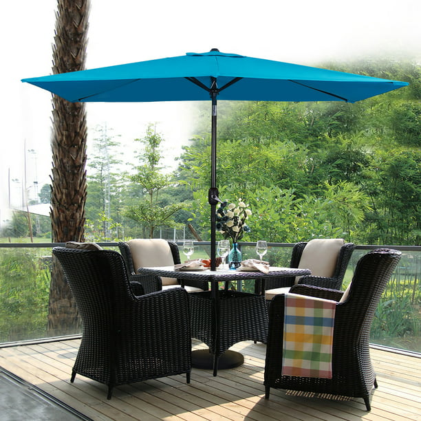 Acegoses 10 X 6 5ft Patio Umbrella Outdoor Rectangular Market Table With Tilt And Crank Waterproof Sunshade Canopy Ribs For Garden Lawn Deck Backyard Pool Com - Rectangle Umbrella For Patio Table