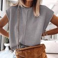 thumbnail image 3 of Baberdicy Sweaters for Women Womens Summer Cap Sleeve Tops Casual Crew Neck Loose Fit Knit Lightweight Sweater Pullover Top Womens Sweaters Grey, 3 of 4
