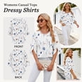 thumbnail image 6 of TEMOFON Womens Blouses Summer Casual Tops Dressy T Shirts Pleated Scoop Neck 3/4 Sleeve Office Work Chiffon Floral Shirts, 6 of 8