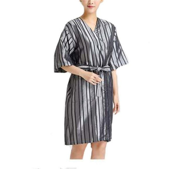 Panda Superstore  Beauty Salon Straight Strip Gown Robes Hairdressing Gown for Clients - Gray