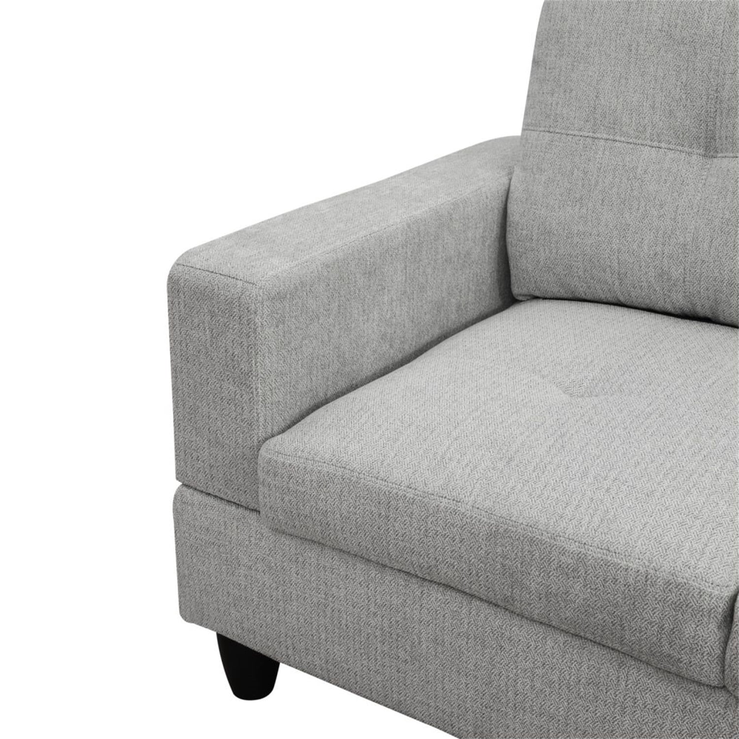 Hommoo Flannel Sectional Sofa, 4 Seat Living Room Furniture Sets, Modern L-Shaped Couches and Sofas Set for Home, Off-white(No Ottomans)