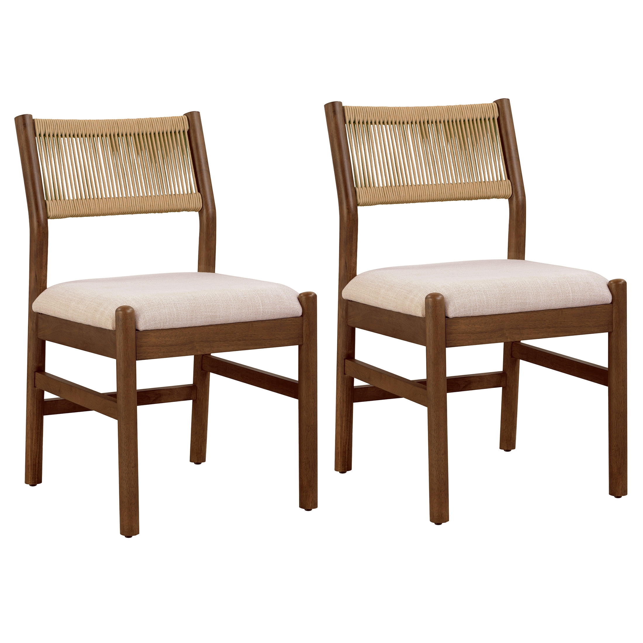 Better Homes & Gardens Lillian Fluted Dining Chairs, Walnut & Cream, Set of 2