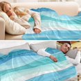 thumbnail image 5 of Blue and Green Waves Camping Blankets Bed Throws and Cozy Travel Blanket Fluorescence 70x55in Double Sided, 5 of 8
