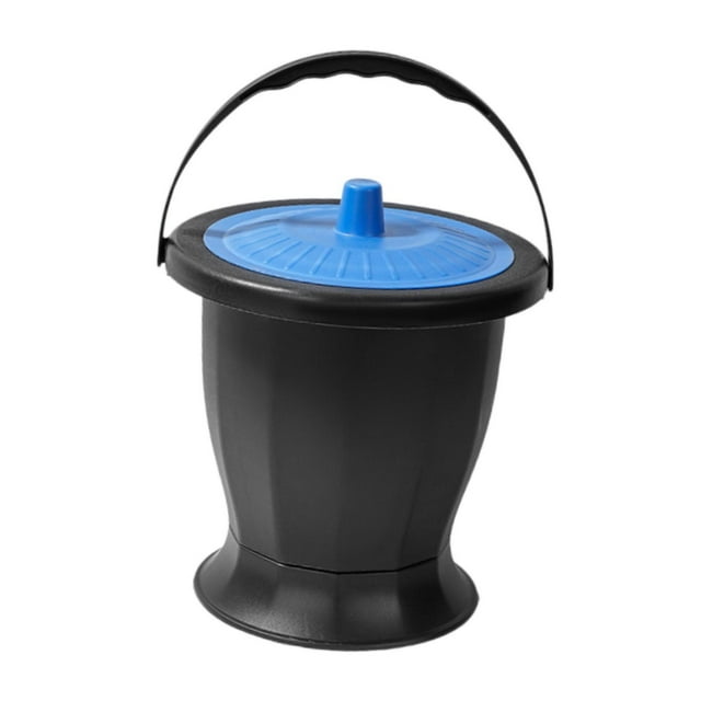 Spiton con tapa, cubo de cómro de la noche de cama portátil, olla para el baño para orinar del hogar para niños adultos viajes ancianos Tapa azul profunda