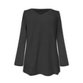 thumbnail image 4 of Goodtrade8 Long Sleeve Winter Tops for Women Plus Size Cotton Black Solid Color Casual V-Neck Winter Shirts for Women Plus Size, 4 of 5