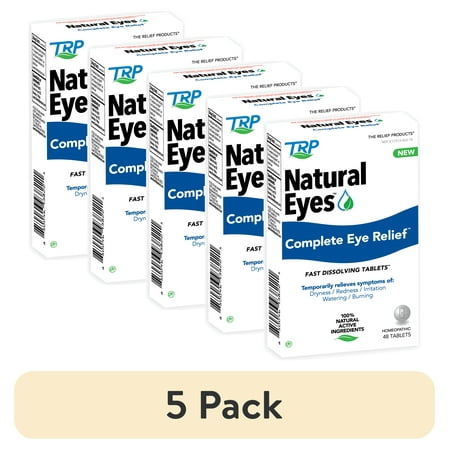 (5 pack) Natural Eyes, Complete Eye Relief, Fast Dissolving Tablets, Dryness, Redness, Irritation, Watering and Burning, 48 Count