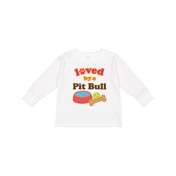 Inktastic Pit Bull Loved by a (Dog Breed) Boys or Girls Long Sleeve Toddler T-Shirt