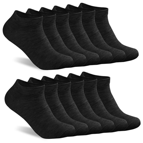 FITDON 6 Pairs Trainer Socks for Women and Men, Non Slip Ankle Socks Low Cut Cotton Liner Socks,Black