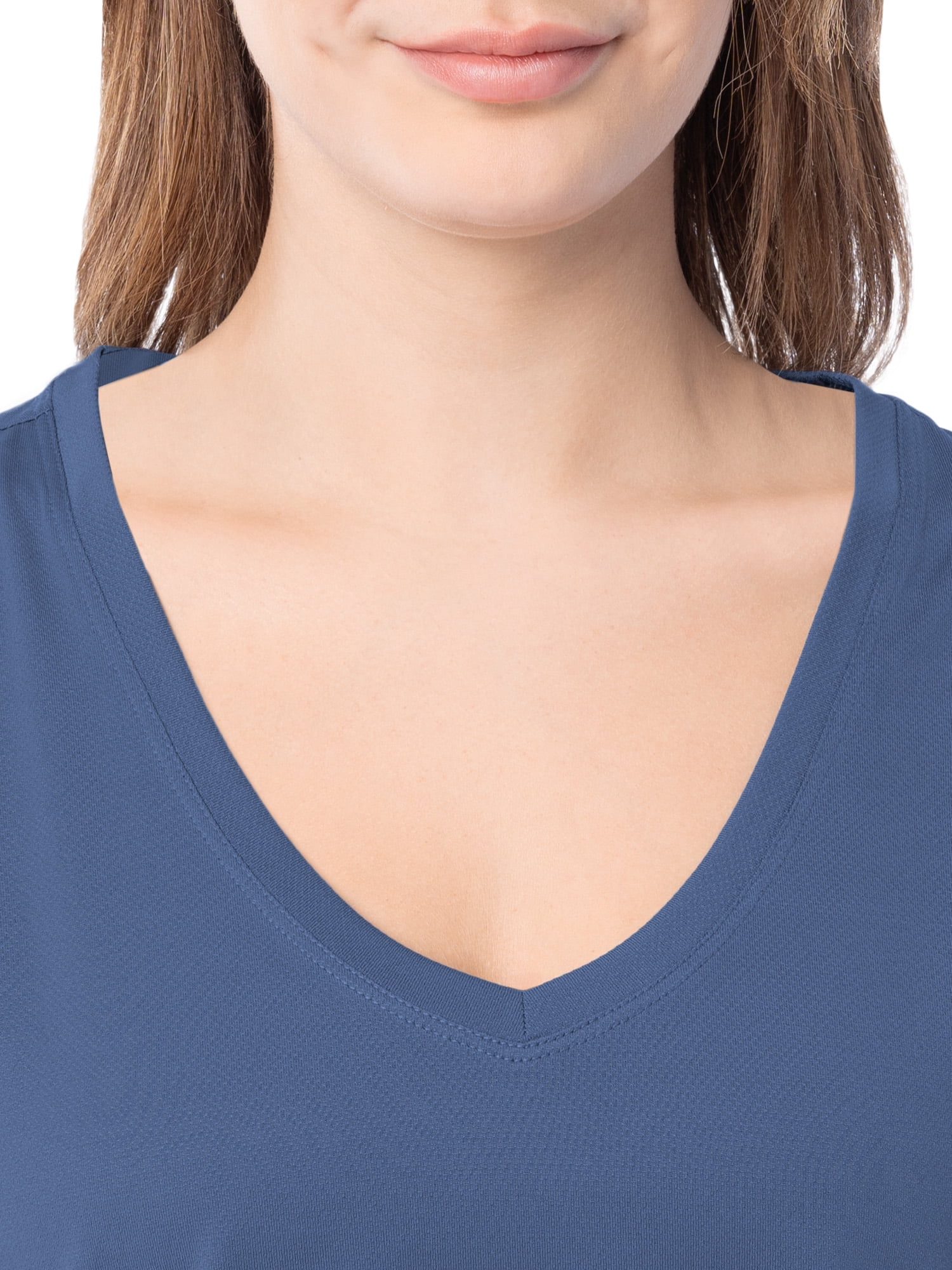 Athletic Works Women's Active Texture Knit V-Neck Tee, Sizes XS-XXXL
