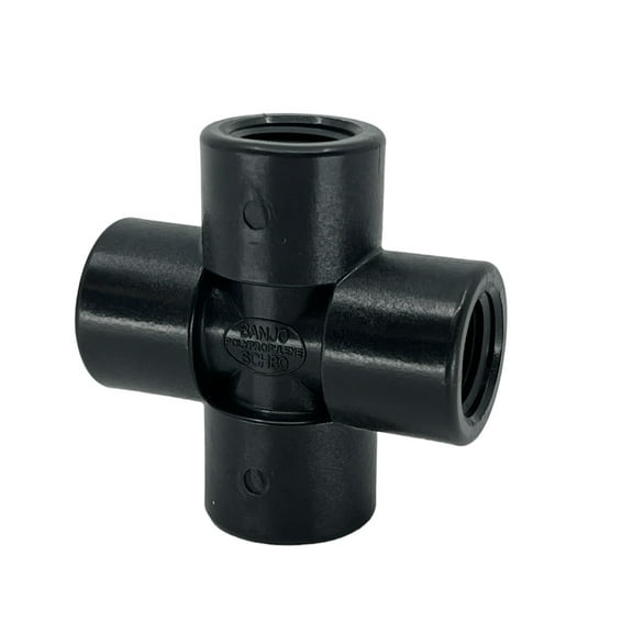 CR038 Banjo Polypropylene Pipe Fitting, Cross, Schedule 80, 3/8" NPT Female