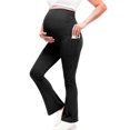 thumbnail image 2 of Womens Yoga Pants Maternity Stretchy High Waisted Flared Bootcut Leggings with Side Pockets Women's Yoga Leggings Black L, 2 of 7
