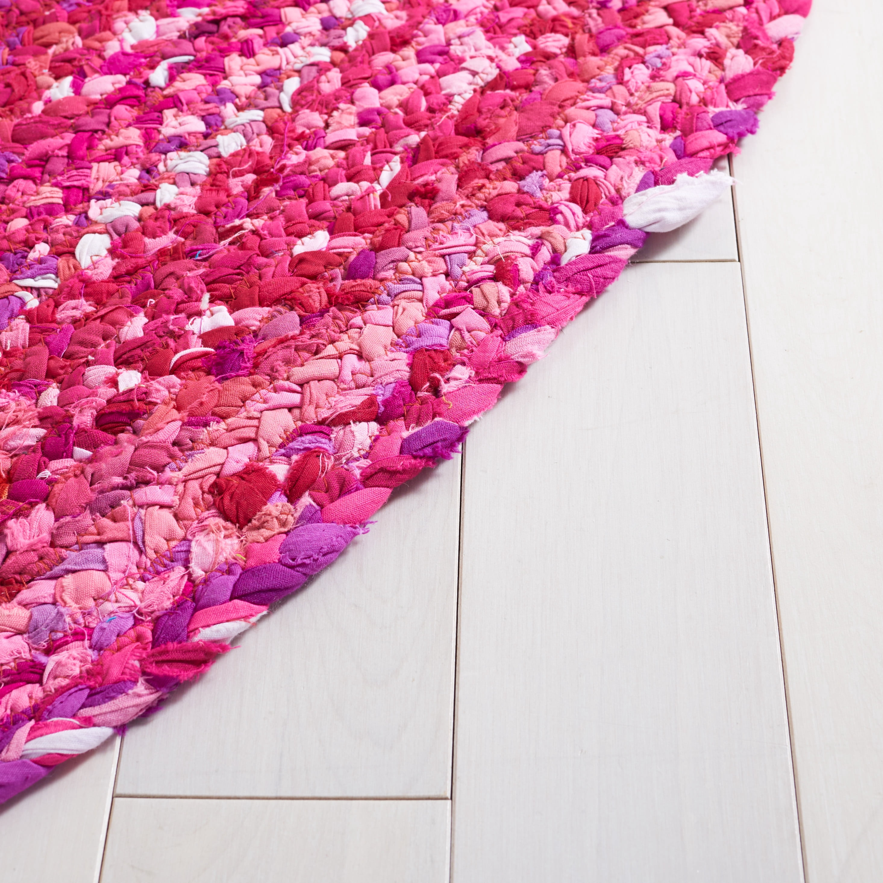 SAFAVIEH Braided Calvin Transitional Cotton Reversible Area Rug, Pink/Fuchsia, 5' x 8' Oval