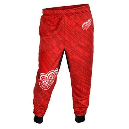 KLEW NHL Men's Detroit Red Wings Cuffed Jogger Pants, Red