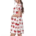 thumbnail image 2 of Bingfone Strawberry Print Women’s Short Sleeve Dress, Comfortable Casual Dress, Stylish Summer Dress with Stretchy Fit for Daily Wear, 2 of 6