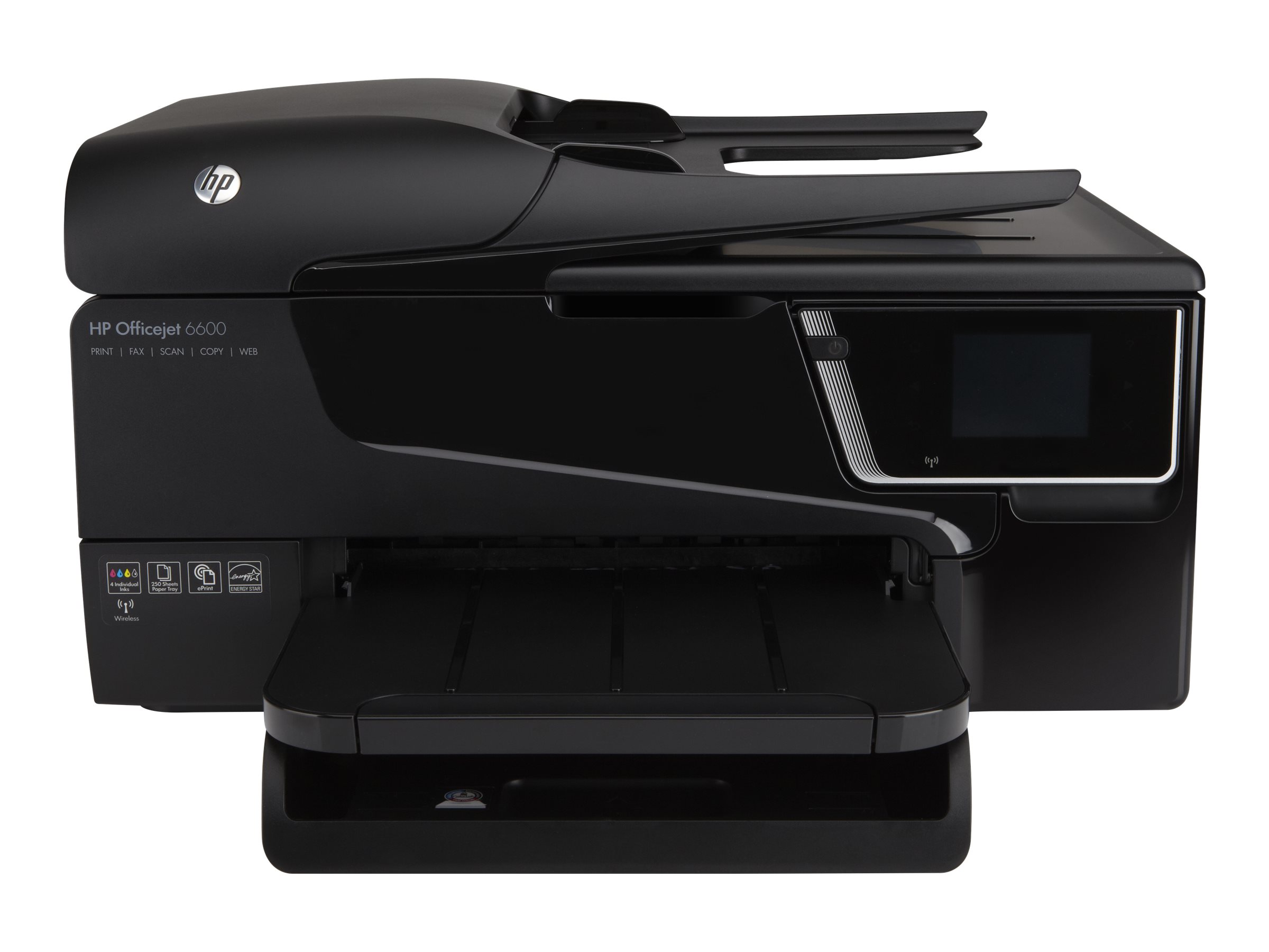 HP Officejet 6600 e-All-in-One H711a - Multifunction printer - color - ink-jet - Legal (8.5 in x 14 in)/A4 (8.25 in x 11.7 in) (original) - Legal (media) - up to 32 ppm (copying) - up to 14 ppm (printing) - 250 sheets - 33.6 Kbps - USB 2.0, Wi-Fi(n) - image 4 of 8