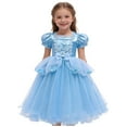 thumbnail image 1 of Vestido de verano para niña, sin mangas, con volantes, encaje, mangas con lazo, bordado de malla, falda de princesa con lazo, poliéster, 1 of 6