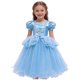 thumbnail image 1 of Vestido de verano para niña, sin mangas, con volantes, encaje, mangas con lazo, bordado de malla, falda de princesa con lazo, poliéster, 1 of 6