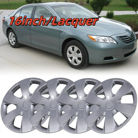 Hubcaps Wheel Covers 16 " Set of 4 Fit for 2007-2011 Toyota Camry / 2007-2011 Toyota Camry Hybrid Snap on Installation ABS PC Material (Lacquer)