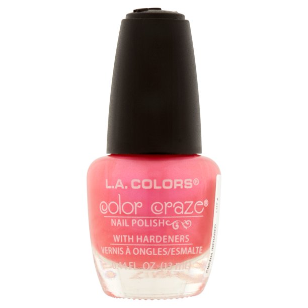 L.A. Colors Color Craze Nail Polish with Hardeners, Infrared, 0.44 fl