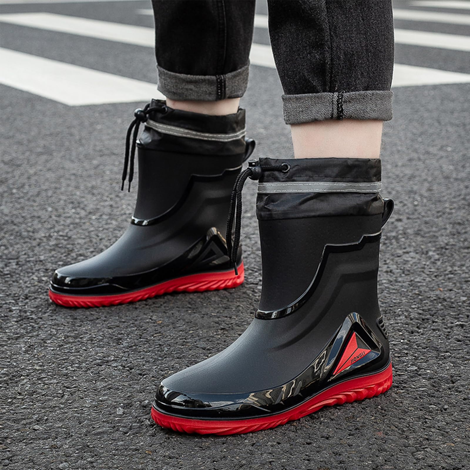 AUXDIQ Men Rain Boots Outdoor Garden Boots Waterproof Ankle Rain Shoes