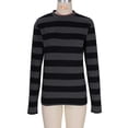 thumbnail image 4 of Womens Teen Girls Striped Long Sleeve Tops 2026 Trendy Color Block Crew Neck Oversized Tops Loose Pullover y2K Shirt, 4 of 8
