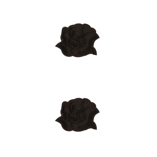 Advancent parches de hierro a prueba de agua sin planchar reparación de chaqueta de plumón duradera práctica parche de rosa negra para bolsas Negro/L 2piezas