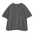 thumbnail image 5 of WAENQINLA Men's Short Sleeve Linen Shirt Collarless Button Down Shirts with Front Pocket Casual Summer Beach Vacation Tops, 5 of 5