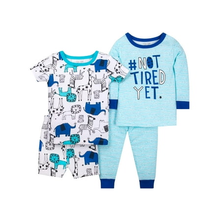 Little Star Organic 100% organic cotton tight fit pajamas, 4pc set (baby boys & toddler (Best Organic Cotton Pajamas)