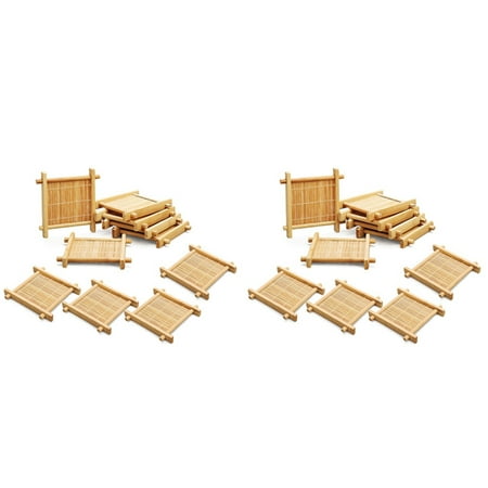 

20 Pack Bamboo Coasters Coffee Cups Mats Teacup Saucers Square Tea Cup Mat for Kungfu Tea Table Placemats