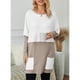 thumbnail image 2 of Sudadera de mujer con bolsillos Poliéster Manga larga Cuello redondo Top informal para primavera y verano Caqui S, 2 of 6