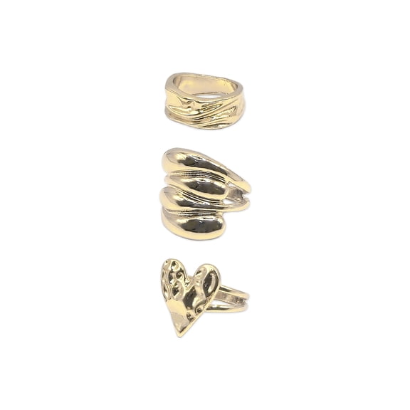 No Boundaries Women's Goldtone Heart Ring Set, 3-Piece, Size 8
