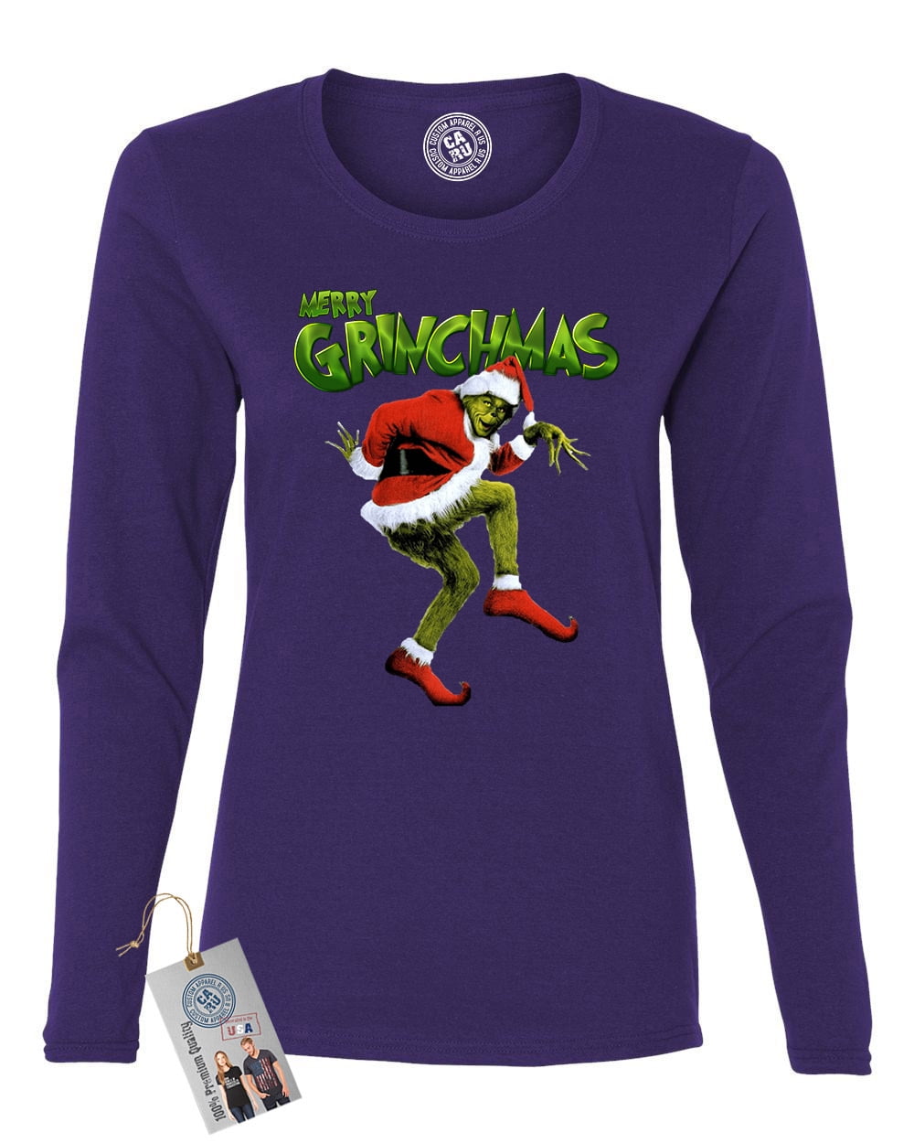Custom Apparel R Us - Merry Grinchmas Womens Long Sleeve - Walmart.com - Walmart.com