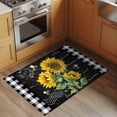 thumbnail image 3 of Rectangle Rug 2x3ft Area Rug, Farm Sunflower Black and White Plaid Area Rugs for Living Room Bedroom, Green Leaves Plant Floor Mat Non-Slip Non-Shedding Carpet Indoor Accent Rugs, 3 of 9