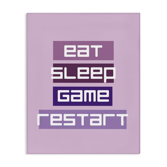 Stupell Industries Eat Sleep Game Restart Quotes and Sayings Painting Wrapped Canvas Canvas Art Print Wall Art, 16 x 20