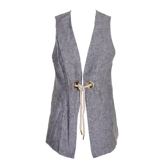 Kensie Womens Blue Sleeveless Tie-Front Vest S