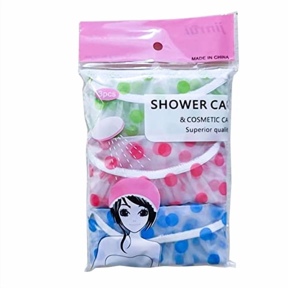6 Packs Shower Cap, Reusable Shower Hat Bath Caps, Waterproof with Elastic Band Hair Hat for Men Women Ladies Spa Salon, Coloful Dotted